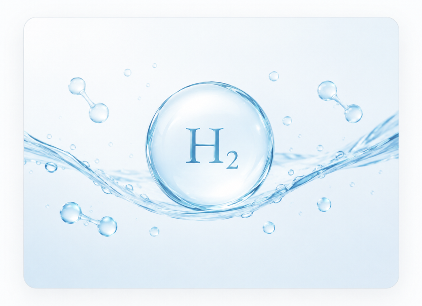 水素セラピーをイメージしたH2と水のビジュアル